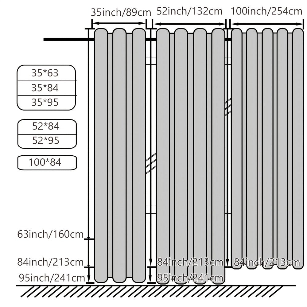 Grommet-Top Blackout Curtain Options in Nine Colors with Seven Width, Length or Panel-Count Labels