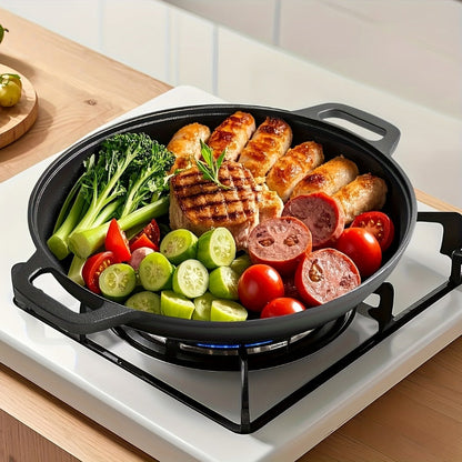 Cast Iron Frying Pan Non-Stick 11 Inch 28cm, Anti-Deformation Even Heating, Oven & Induction Safe Skillet for Pizza Barbecue & Camping