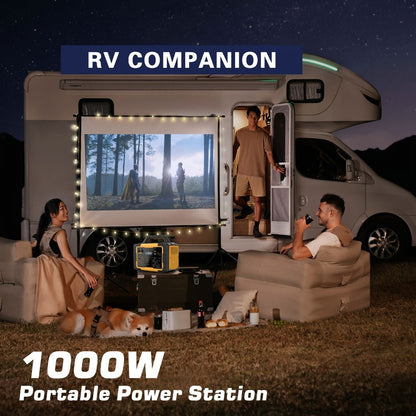 Portable Power Station 1075Wh/294Wh – 1000W/300W Solar Generator, Lithium Battery, 120V AC Outlet, for RV, Camping, Hiking