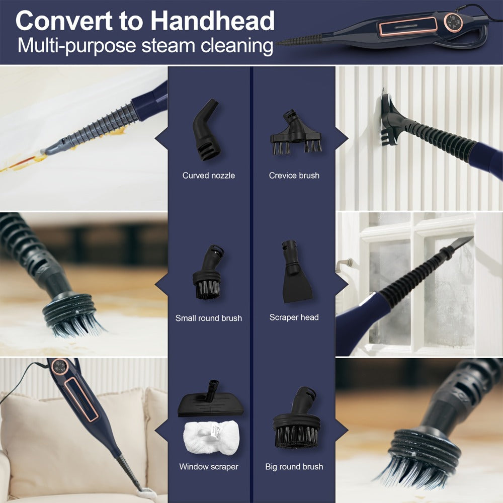 Steam Mop 10-in-1 Spinning Rotating Mop Pads with Steam Blaster Technology - 3 Steam Modes, LED Headlights