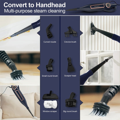 Steam Mop 10-in-1 Spinning Rotating Mop Pads with Steam Blaster Technology - 3 Steam Modes, LED Headlights