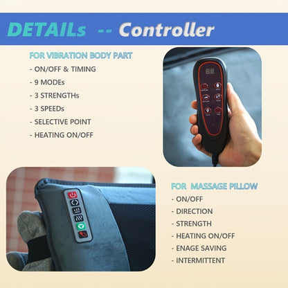 Full Body Shiatsu Massage Mattress, 10-Zone Vibration with Neck Kneading & Hot Compress for Home or Salon Spa Use