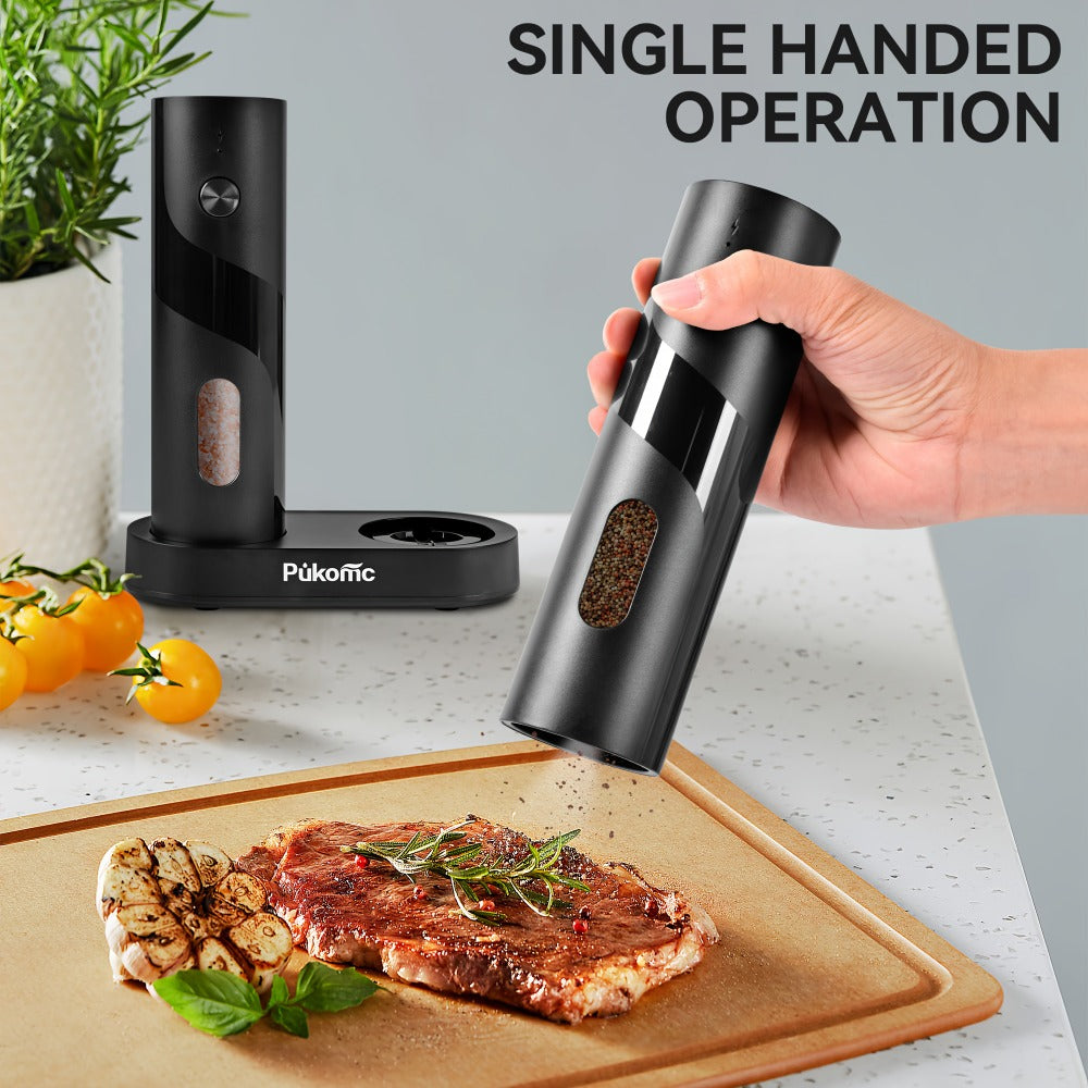 Electric Pepper Grinder Set USB-C Rechargeable with LED Light Ceramic Core Adjustable for Grilling, Camping and Outdoor Meals