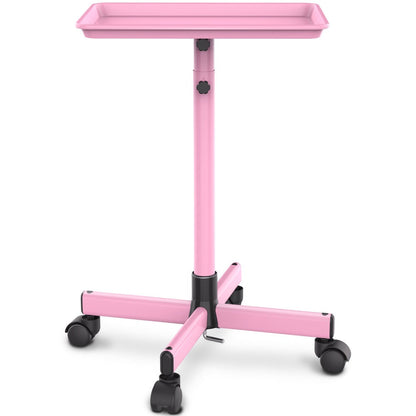 Rolling Salon Tray Cart on Wheels Adjustable Height 17.9x12.8 Inch Mobile Stylist Tray Table for Spa Tattoo Studio Blowdry Bar Aesthetic