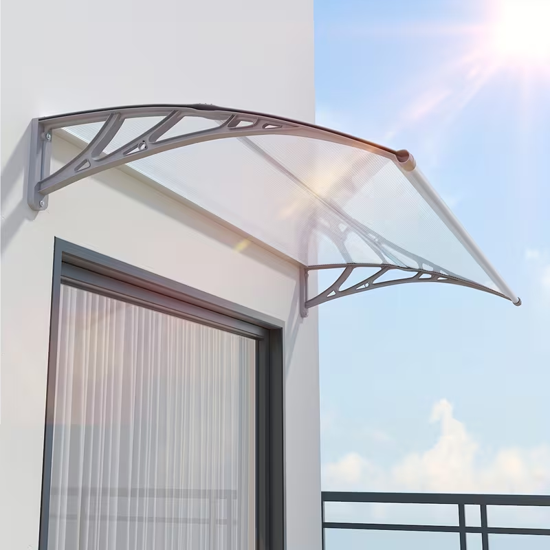 Door Awning Polycarbonate Window Canopy UPF50+ UV Rain Protection for Garden, Patio and Yard Use