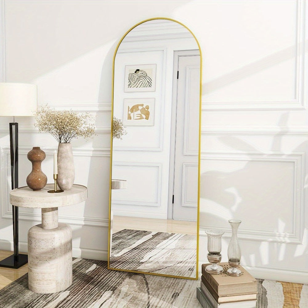 Full Length Mirror Floor Mirror with Stand, Aluminum Alloy Frame Full Body Mirror, Standing Hanging or Leaning Against Wall for Bedroom