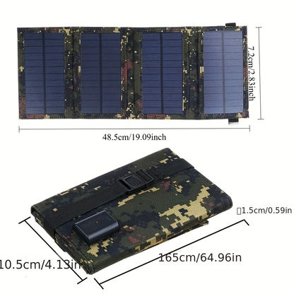 Foldable Solar Charger Portable Monocrystalline Silicon 20% Efficiency USB Output with Carabiner for an Everyday Personal Care Routine