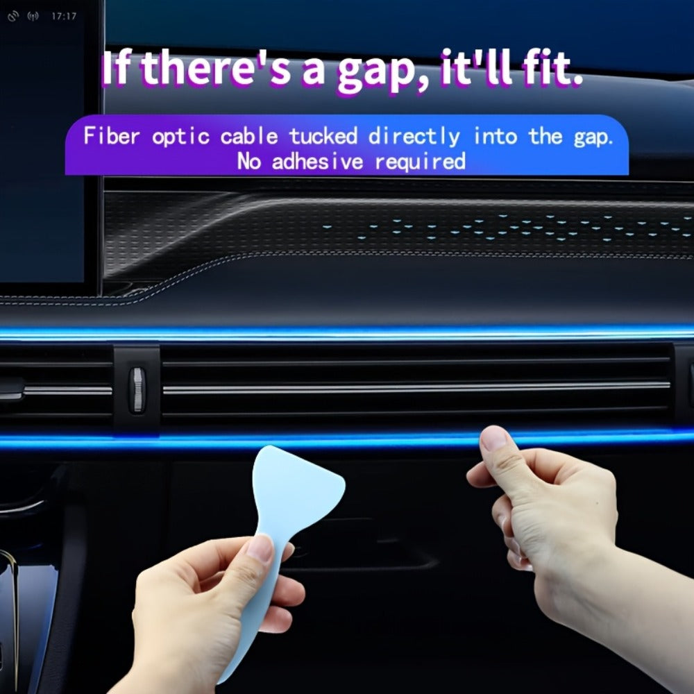 Car Interior Fiber-Style Ambient Light Kit with 5-in-1 Remote or 196.85-Inch App-Control Checkout Options