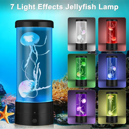 Jellyfish Lamp LED Floating 7 Color Mood Light, Electric Fantasy Jellyfish Tank Table Lamp for Home & Office Decor