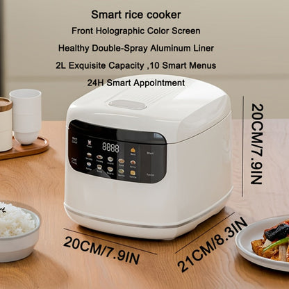 Rice Cooker 2L 4 Cups 10-in-1 Mini Multifunctional Compact Electric Rice Cooker for Rice for Home Cooking, Dining and Outdoor Meals