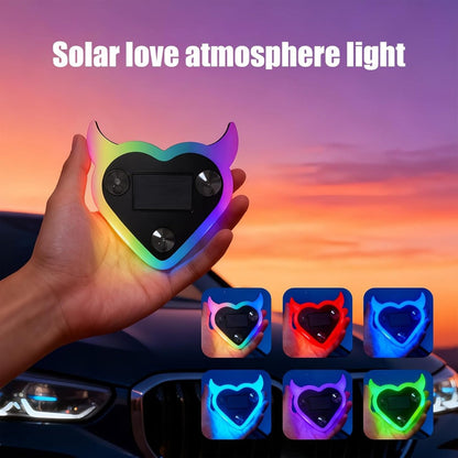 Car Interior Neon Heart Lights Solar USB Rechargeable 5 Lighting Modes Vibration-Sensing Auto On/Off Dashboard Decoration for Cars Trucks