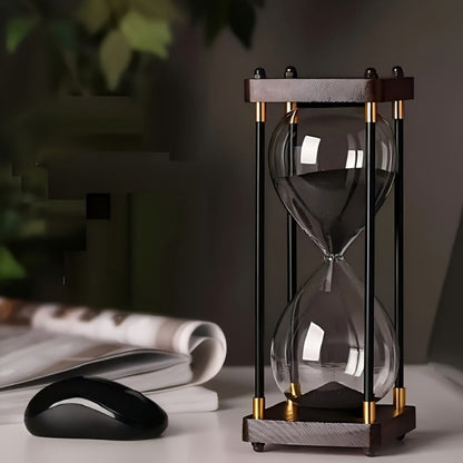 Hourglass Timer 60 Minute Wooden Sand Timer Decorative Glass – Vintage Home Decor for Kitchen, Office & Bedroom | Great Gift for Birthday