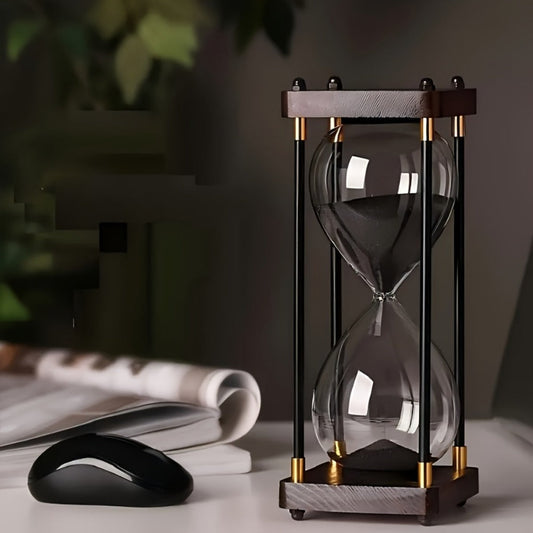Hourglass Timer 60 Minute Wooden Sand Timer Decorative Glass – Vintage Home Decor for Kitchen, Office & Bedroom | Great Gift for Birthday