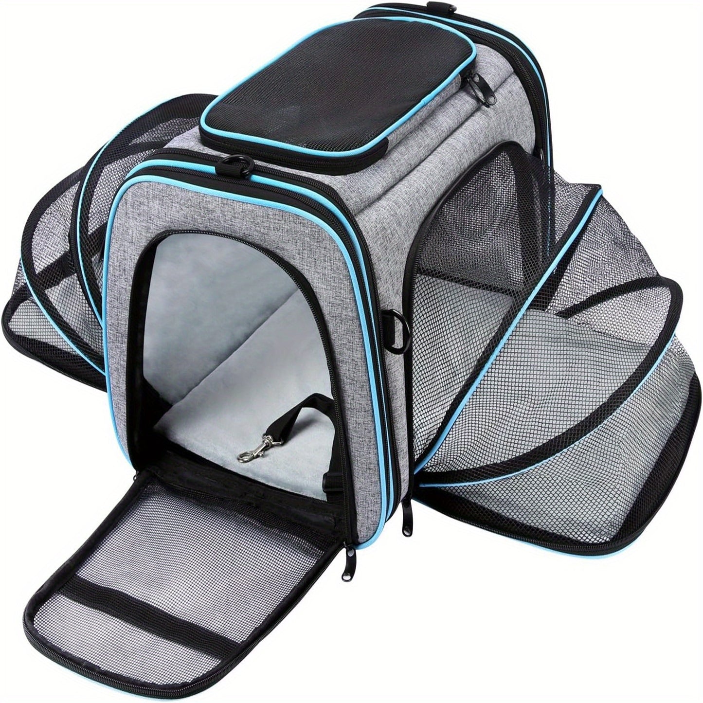 Airline Approved Expandable Pet Carrier Bag | Soft-Sided Polyester Travel Tote for Small Dogs & Cats, Removable Fleece Pad