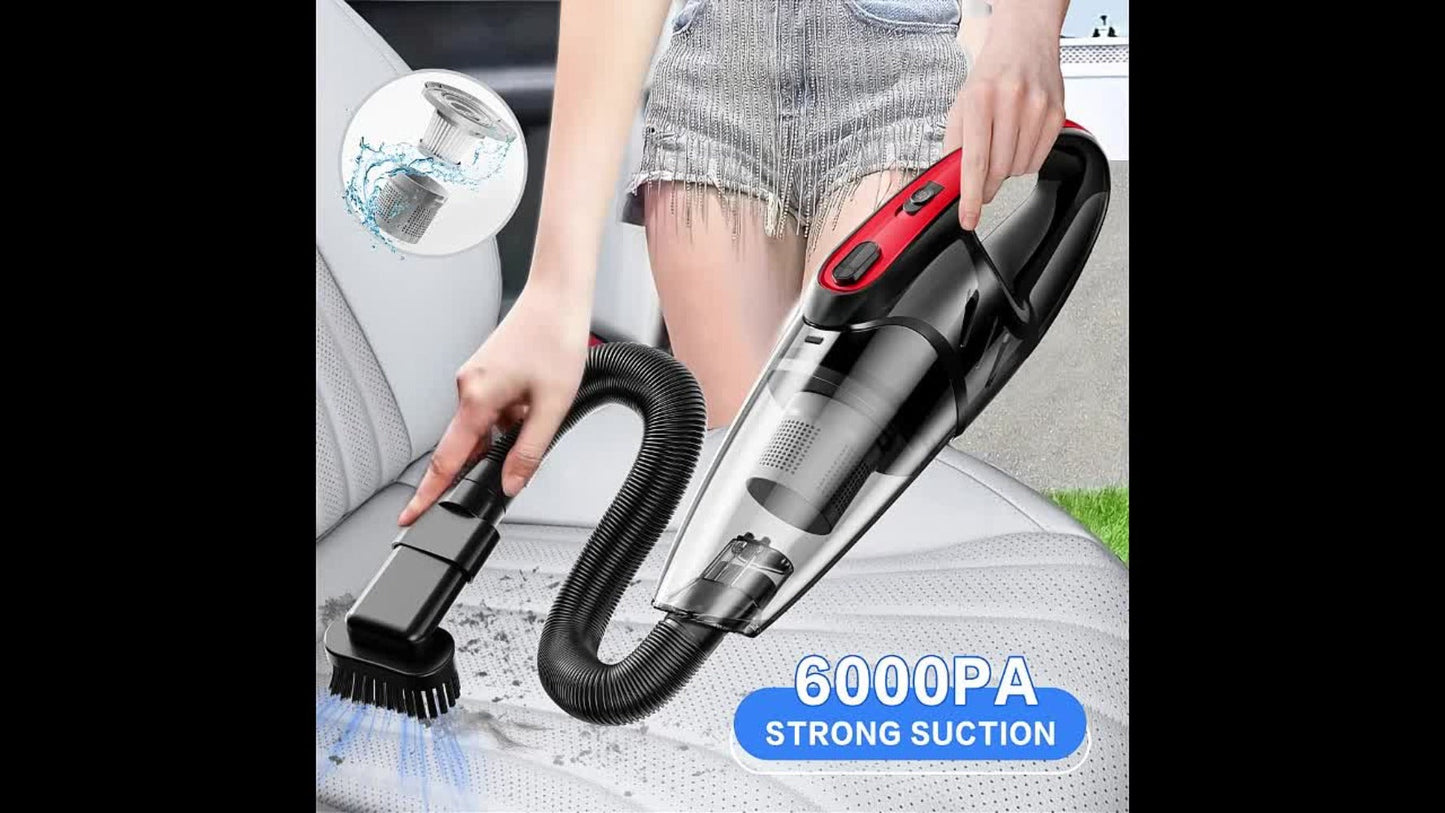 Model 807 Cordless Car Vacuum Cleaner with 6000Pa Pictured Rating, Five Accessories and Six Color Configurations