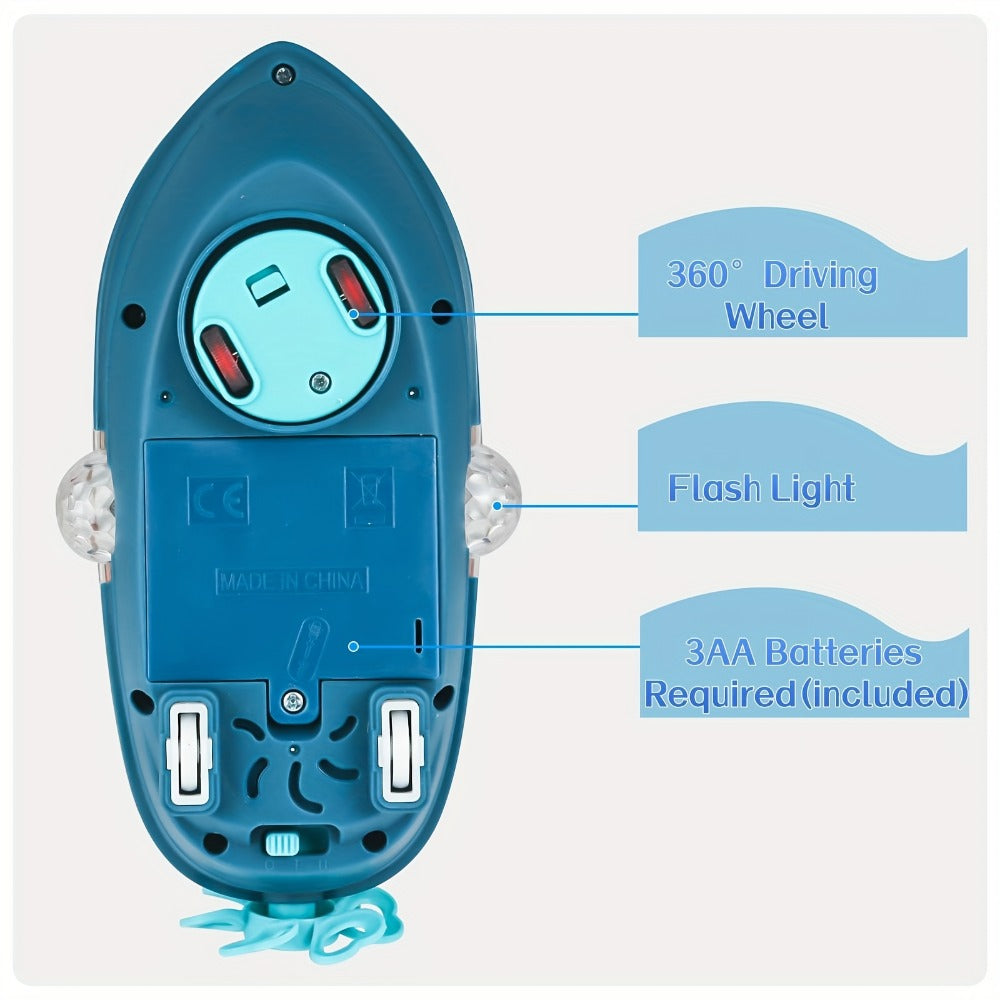 Interactive Sensory Boat Toy for Toddlers 2+, Underwater Ocean Theme with Fish & Coral, Rotating Scroll Screen & Music