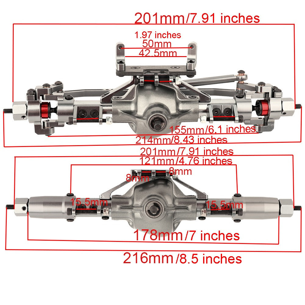SCX10 Metal Axle Upgrade Kit CNC Aluminum Alloy Front & Rear Straight Axles – Compatible with Axial SCX10 90046 90047 1/10 RC Crawler