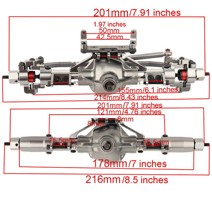 SCX10 Metal Axle Upgrade Kit CNC Aluminum Alloy Front & Rear Straight Axles – Compatible with Axial SCX10 90046 90047 1/10 RC Crawler