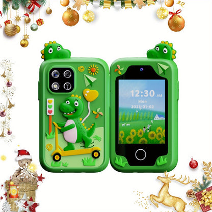 Kids Dinosaur Toy Phone with 8GB, HD Touchscreen & Dual Camera, Educational Travel Toy Cell Phone for Boys & Girls