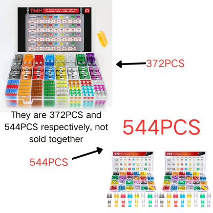 Car Fuse Assortment Kit 372/544pcs – Standard Blade, Mini, LP Mini & Micro2 Automotive Fuses with Puller, 2A-35A for Auto, RV, Truck & Boat