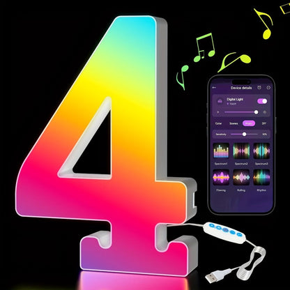 LED Letter Lights Music Sync – Colorful Flashing Marquee Alphabet Lights for Room Decor, Party, Bedroom, Festival & Camping