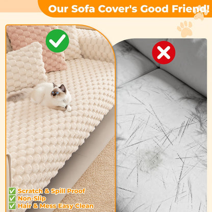 Sofa Cover 35.5-Inch Fuzzy Polyester Single-Piece Pad with Silicone-Dot Backing for 2 to 4 Seats