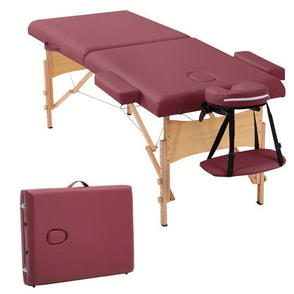2-Fold Portable Massage Table with Face Cradle & Carrying Bag, Adjustable Height PU Leather Lash Bed