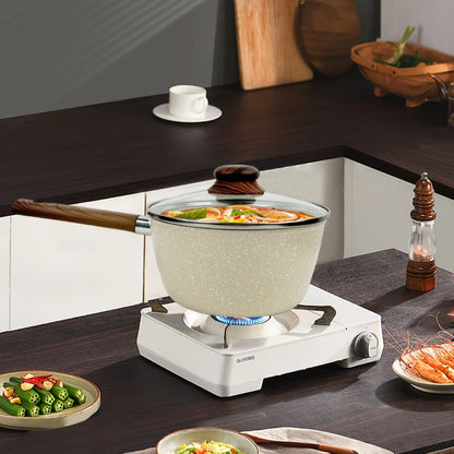 Cookware Set ABKOK 7-, 12- or 15-Piece Beige Pots and Pans with Lids, Steamer and Utensils