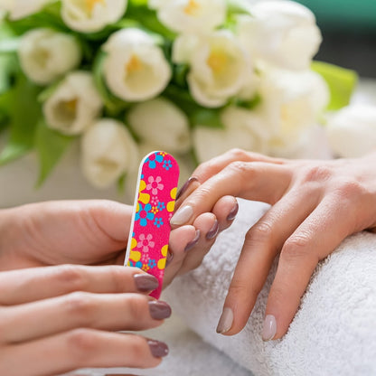 Nail Files Bulk 150 Pack Double Sided Emery Board Colorful Floral Oval Shape Disposable Nail File Set for Nail Shaping Smoothing Home