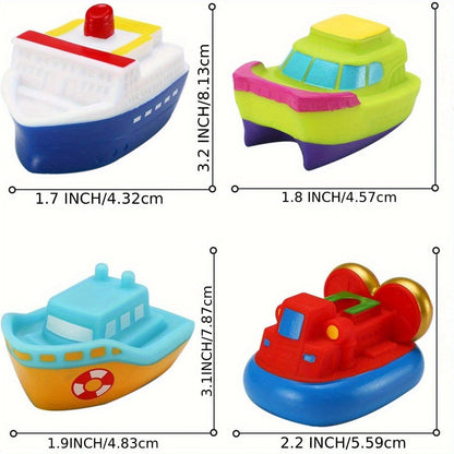 Floating Vehicle Bath Toy Sets with Light-Up 6-Piece, Light-Up 8-Piece or No-Light Options