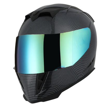 Motorcycle Helmet Full-Face Shell with Tinted and Spare Clear Shields, Quick-Release Buckle, Nine Styles and S-XL Sizes