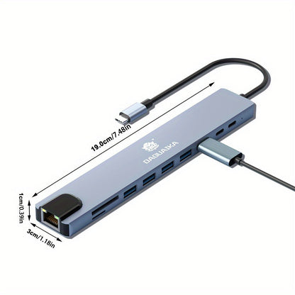 10-in-1 USB-C Hub Ethernet Adapter with 4K HDMI, RJ45 Gigabit LAN, 100W PD, SD/TF Card Reader, USB 3.0/2.0
