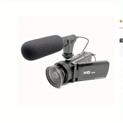 Digital Video Camera HD 1080P with Flip Screen & External Microphone, 16MP 16X Zoom Compact Camcorder for Family
