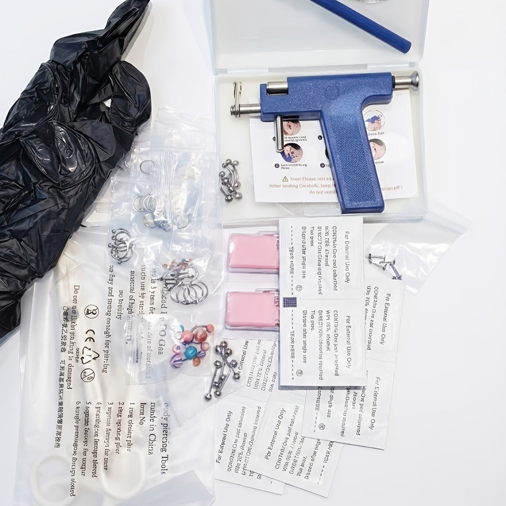 160pcs Body Piercing Kit with Piercing Gun, Professional Jewelry Set for Ear, Nose, Lip & Belly with Stainless Steel & Acrylic Studs