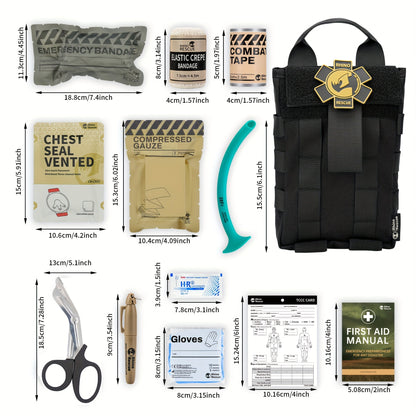 Tactical IFAK First Aid Kit with MOLLE Quick Release – Includes Tourniquet Bandage Chest Seal for Severe Bleeding Control