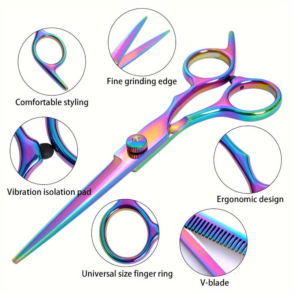 Professional Hair Scissors Set 16pcs 6.0 Inch – Thinning Shears Bangs Flat Cut Blending Salon Shears Diagonal Tail Design Hair Cutting Kit