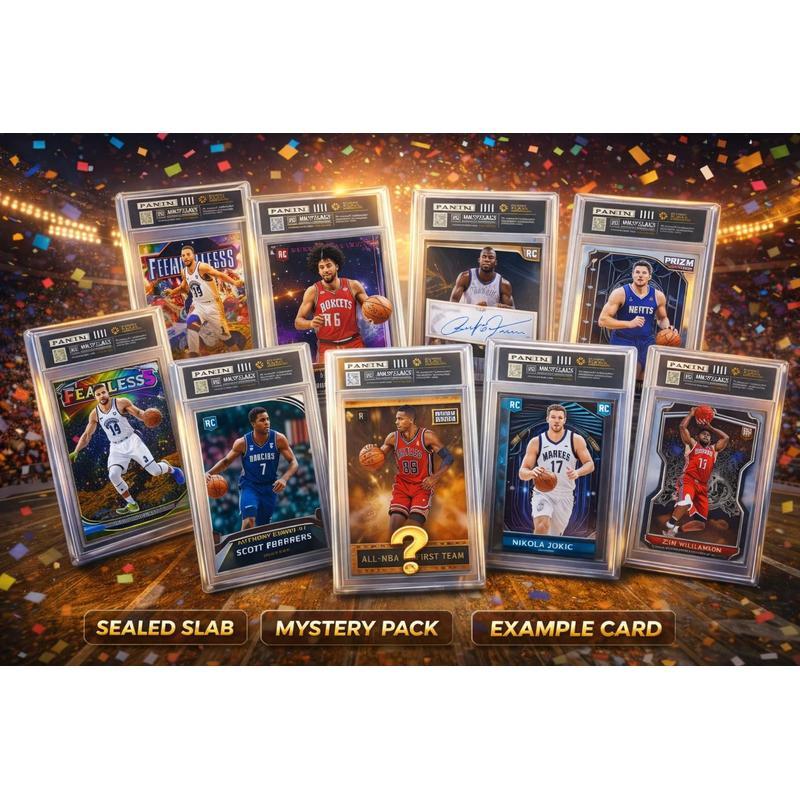 Basketball Random Card in Vanity Slab Display – Mystery Collectible with Rookies, Stars, Inserts & Signature-Style Cards | Panini & Topps |
