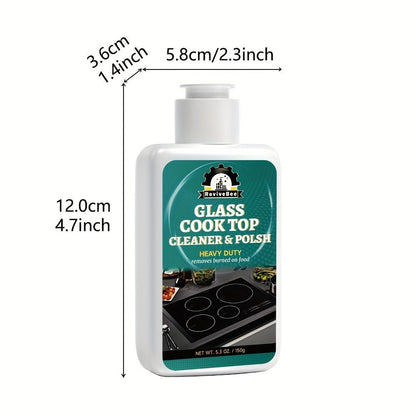 Glass Cooktop Cleaner and Polish – Powerful Stain Remover, Removes Oil Film, Water Spots & Burnt-On Residue