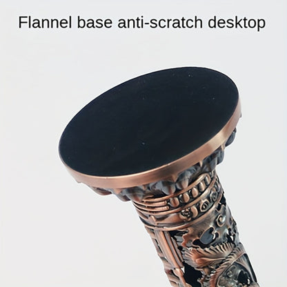 Incense Stick Holder Metal Retro Vertical Design, Dragon & Phoenix Heart Sutra Motif Brass Incense Burner Stand