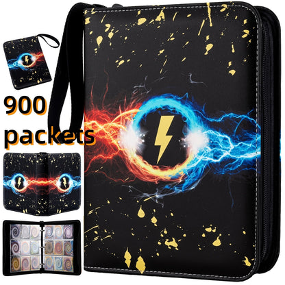 Trading Card Binder 900 Pocket Album – 9-Pocket 3-Ring Card Holder with 50 Removable Sleeves, Waterproof PU Leather for MTG, Pokemon