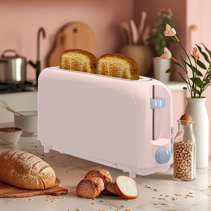2 Slice Slim Toaster with 6 Shade Settings, Cancel Reheat Defrost Functions, Removable Crumb Tray – Compact 750W Bread Toaster for Kitchen