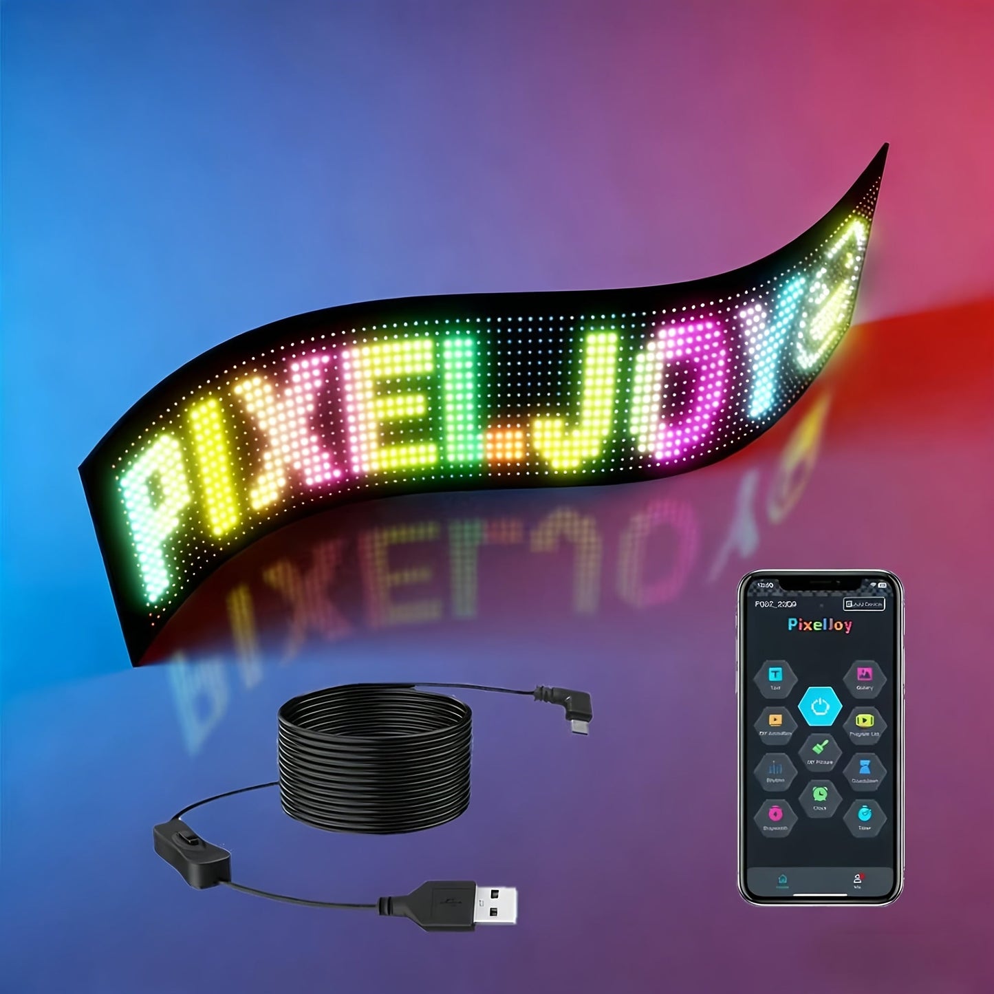 Programmable LED Sign Flexible Matrix Panel, App & USB Control, RGB Multicolor, Music Sync, Text & Animation Display for Indoor Shop