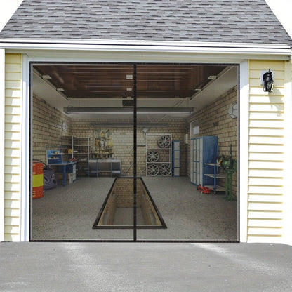 Garage Screen Door Magnetic Closure Mesh Screen for 2-Car Garage, Hands-Free Walk-Through, Weather Resistant Pest Proof Bug Barrier