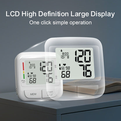 Blood Pressure Monitor Upper Arm Wrist Digital BP Machine LCD Backlit Display 2x90 Memory for Entryways, Bedrooms and Living Spaces