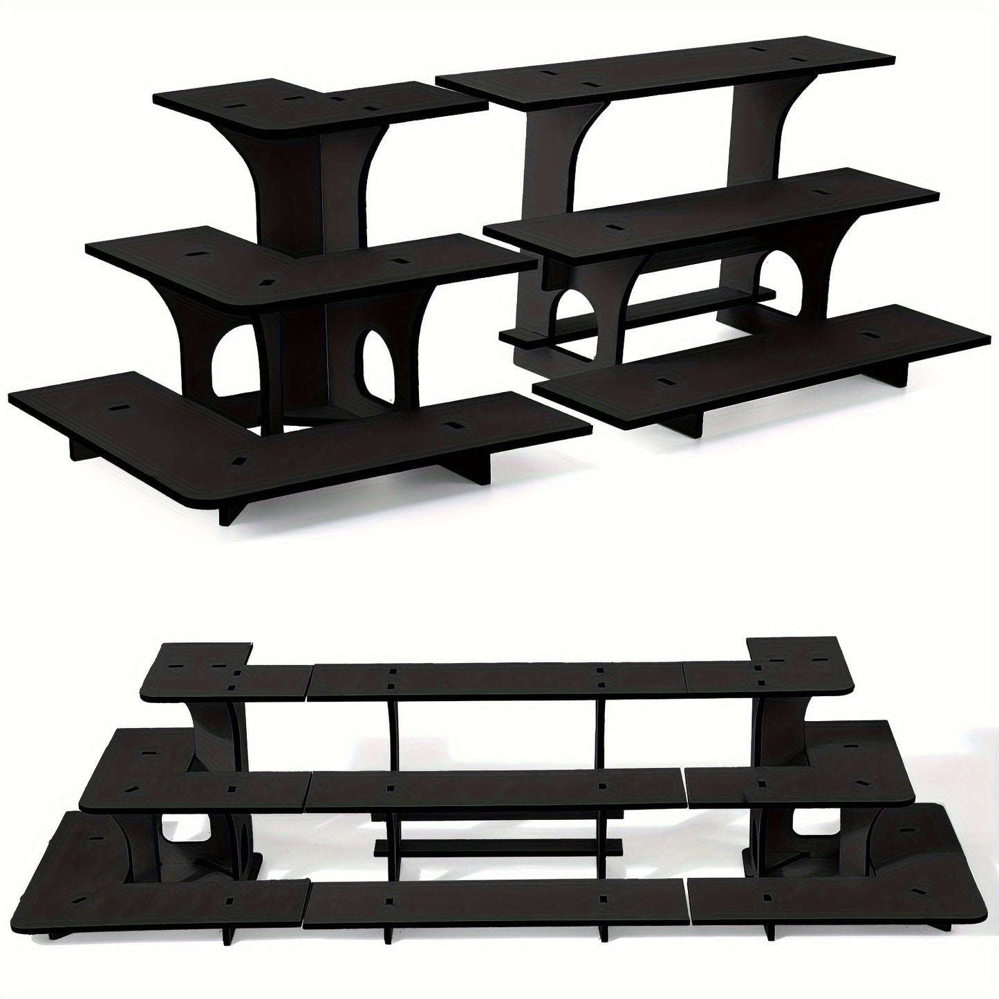 3-Tier Wooden Corner Display Stand Set of 3 Portable Shelf Rack for Retail Tabletop & Countertop - Craft Show