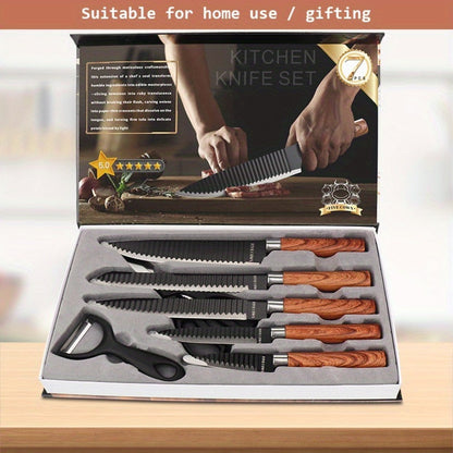 Hand Forged Chef Knife Set with Knife Rack Butcher Knife Bone Cutter Meat Cleaver Vegetable for Grilling, Camping and Outdoor Meals