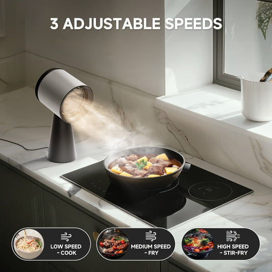 Desktop Range Hood 3-Speed Turbo Ventilation No Installation Required - AMZCHEF Portable for Home Cooking, Dining and Outdoor Meals