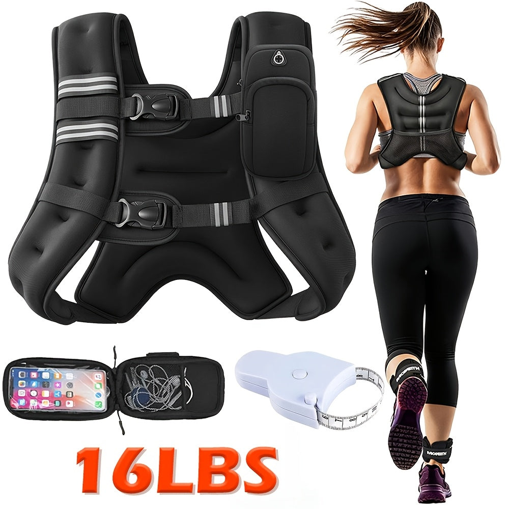 Weighted Vest for Running & Strength Training – Slim Fit Reflective Design with Phone Pouch, Snap-On Unisex Weight Training Vest for Gym