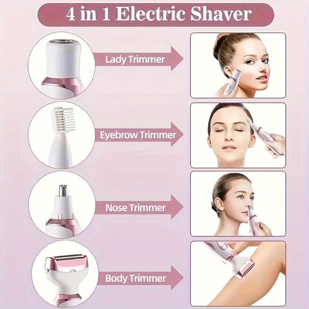 Rechargeable Facial Hair Remover Set for Women with Pink and Purple Multi Tool Options for Grooming