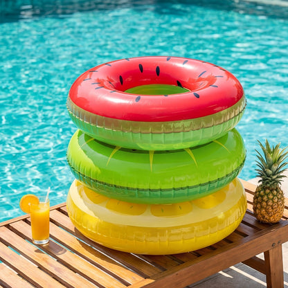 Glitter Donut Pool Float 3 Pack 32.5 Inch Inflatable Swim Ring Set – Strawberry Chocolate Mint Pool Tubes for Summer Pool Party